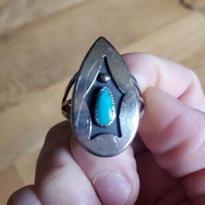 Silver and Turquoise Teardrop Ring